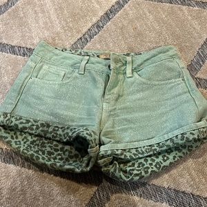 Vintage shiny mint green high waisted denim shirts from guess